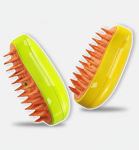 Two scalp massagers, one green and one yellow, on a white background.