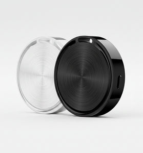 Black and clear circular device with 'Pebble' branding, featuring text about compatibility with Android.