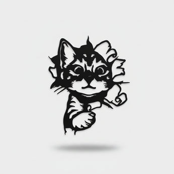 Illustration of a cat with dimensions on a beige background