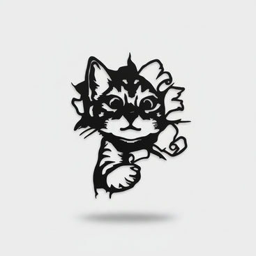 Illustration of a cat with dimensions on a beige background