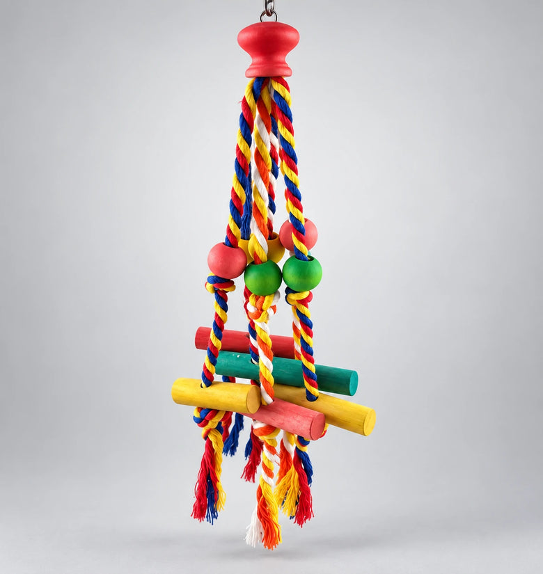 Wooden Parrot Swing & Foraging Toy