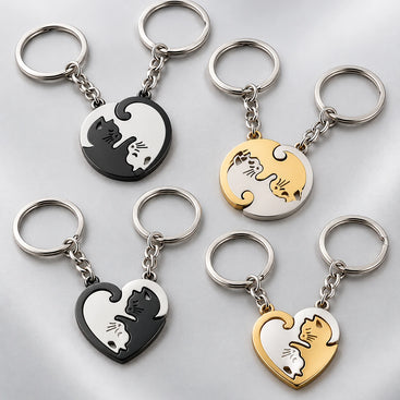 Matching Cat Couple Keychain Set – 2 Piece