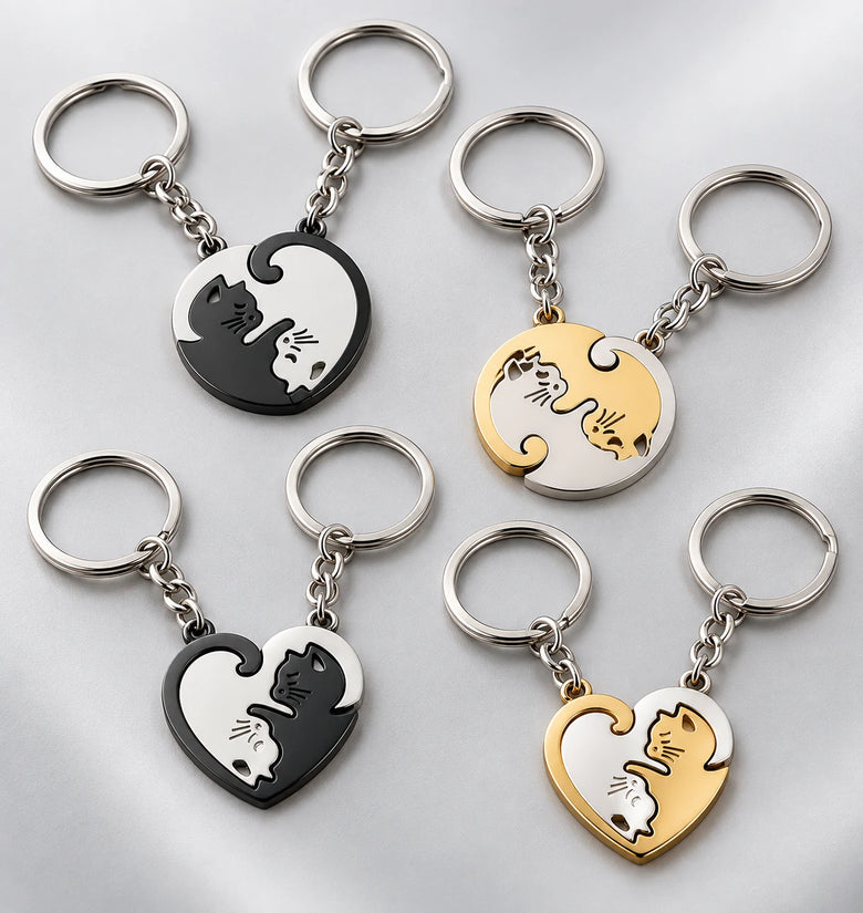 Matching Cat Couple Keychain Set – 2 Piece