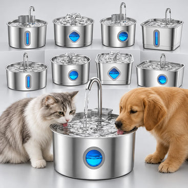 Stainless Steel Cat Water Fountain with Filter