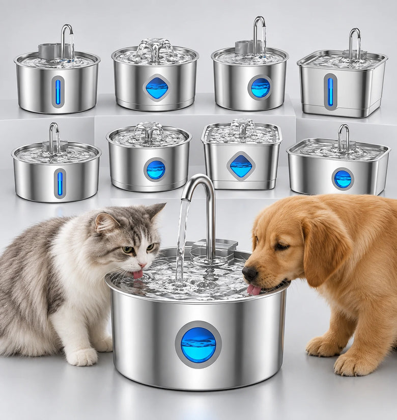 Stainless Steel Cat Water Fountain with Filter