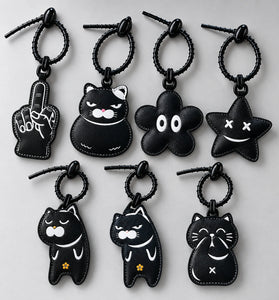 Playful Cartoon Leather Keychain