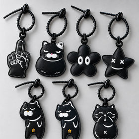Playful Cartoon Leather Keychain
