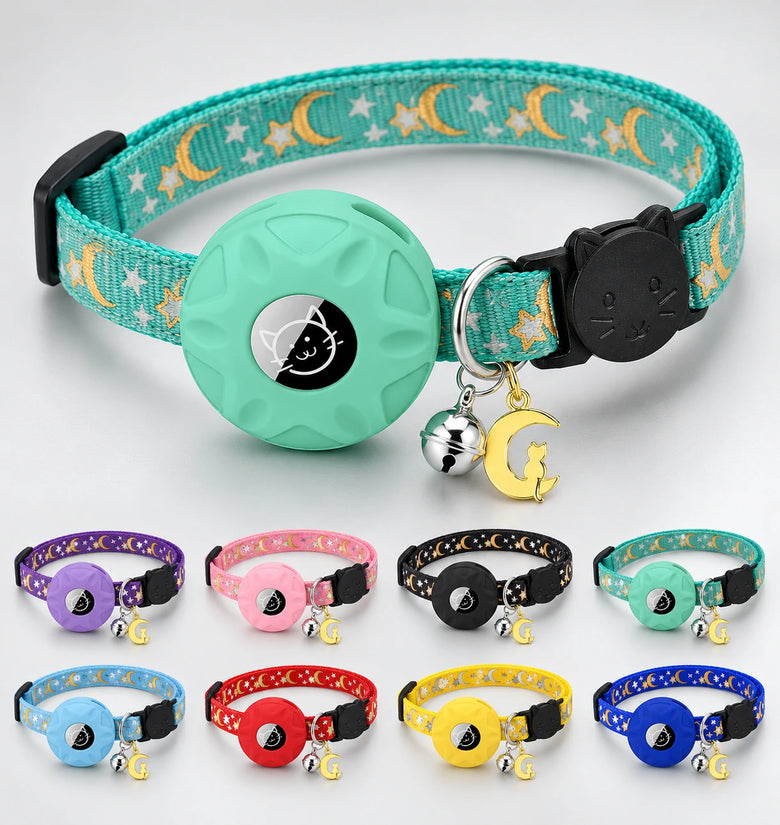 AirTag-Compatible Breakaway Cat Collar with Holder
