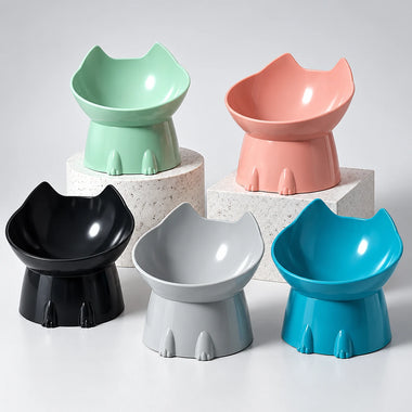 Elevated Cat Bowl with Tilted Edge
