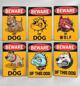 Vintage Beware of Dog Metal Warning Sign