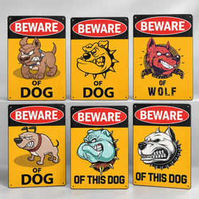 Vintage Beware of Dog Metal Warning Sign