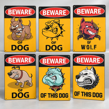 Vintage Beware of Dog Metal Warning Sign