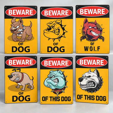 Vintage Beware of Dog Metal Warning Sign