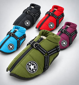 Quilted Dog Jacket with Built-In Harness