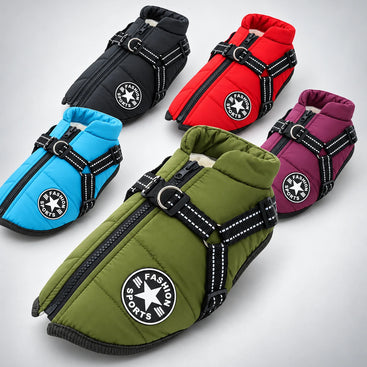 Quilted Dog Jacket with Built-In Harness