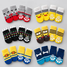 Warm Non-Slip Pet Socks – 4 Pack