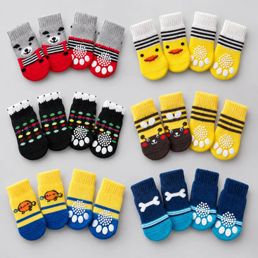 Warm Non-Slip Pet Socks – 4 Pack