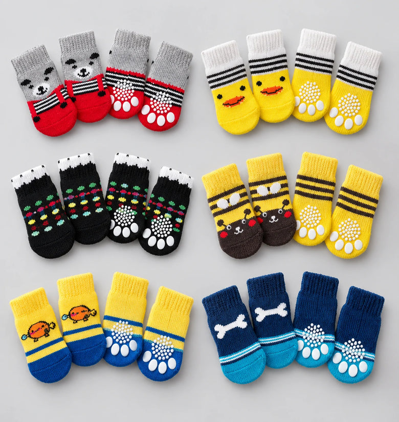 Warm Non-Slip Pet Socks – 4 Pack