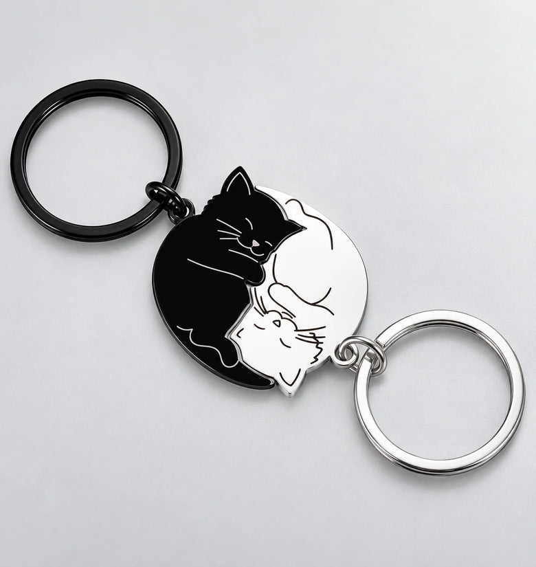 Matching Cat Couple Keyring Set