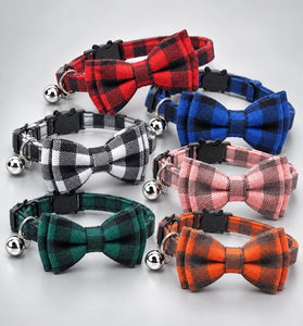 Plaid Bow Tie Cat Collar with Bell