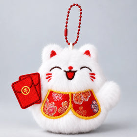 Fortune Cat Plush Keychain Charm