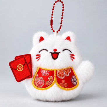 Fortune Cat Plush Keychain Charm
