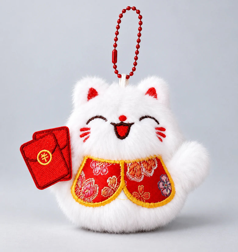Fortune Cat Plush Keychain Charm