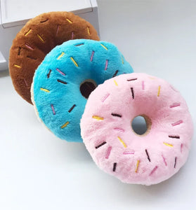 Plush Donut Squeaky Dog Toy