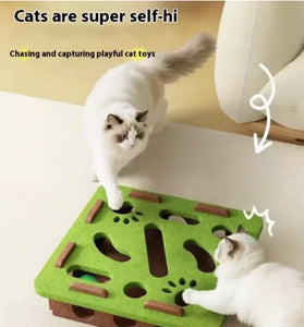 Pet Cat Puzzle Maze Holes Toys Felt Box With Bell Ball Kitten Playing Toys Interactive Funny  Cat Supplies