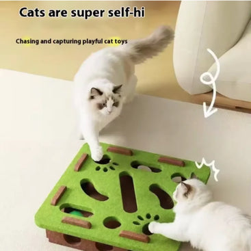 Felt Cat Puzzle Maze Toy with Bell Ball