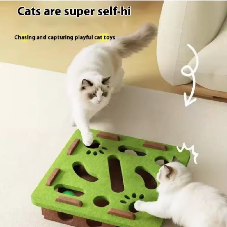 Felt Cat Puzzle Maze Toy with Bell Ball