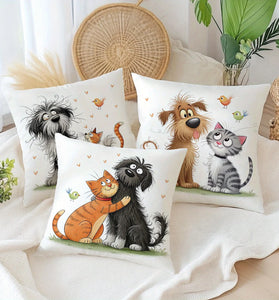 4-Piece Dog & Cat Cushion Cover Set