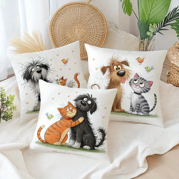 4-Piece Dog & Cat Cushion Cover Set