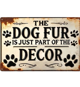 Dog Paw & Fur Metal Wall Sign