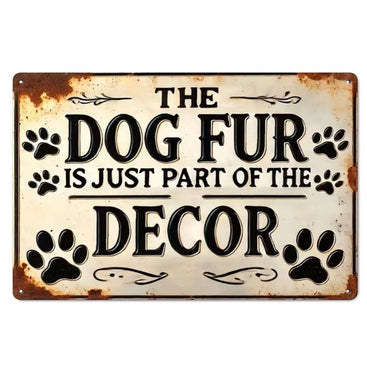 Dog Paw & Fur Metal Wall Sign