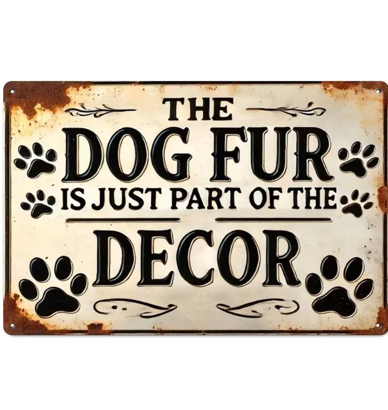 Dog Paw & Fur Metal Wall Sign