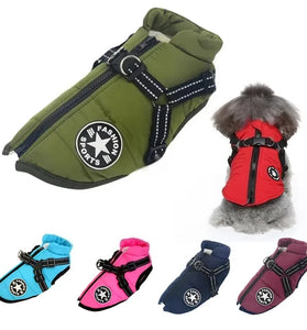 Winter Dog Jacket with Harness