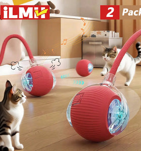 Dog Cat Interactive Ball Toy Automatic Rolling Ball Faux Tail Rechargeable Smart Pet Electric Toy Dog Cat Training Imitate Mouse