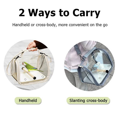 Portable Bird Travel Bag With Stand & Removable straps Breathable design Suitable for Small Pets and Birds Parrots Hamsters