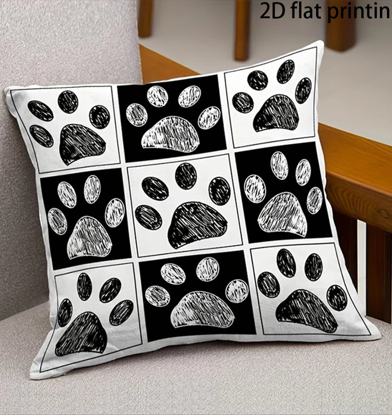 Cat Paw Print Cushion Cover