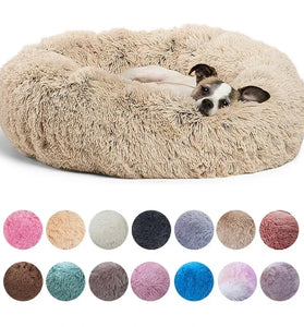 Round Plush Pet Bed for Cats & Dogs