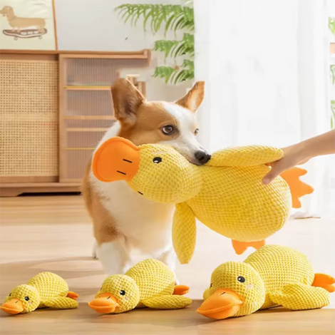Yellow Duck Plush Squeaky Dog Toy