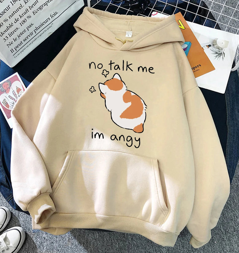 Angry Cat Print Women’s Hoodie