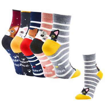 5-Pair Cute Cat Women’s Socks Set
