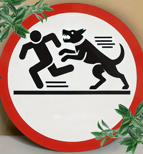 Round Dog Warning Sign