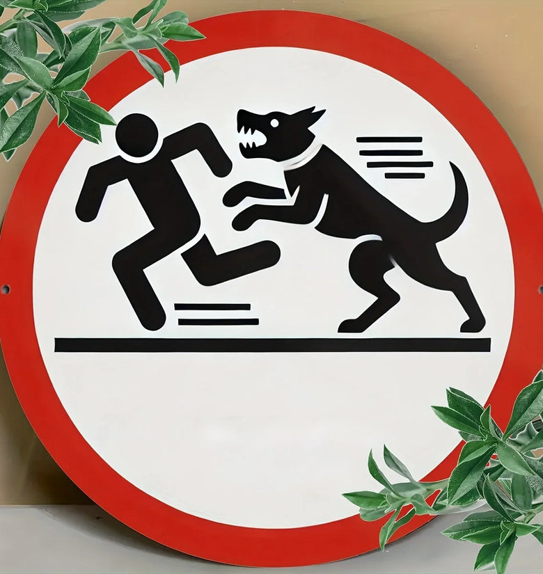Round Dog Warning Sign