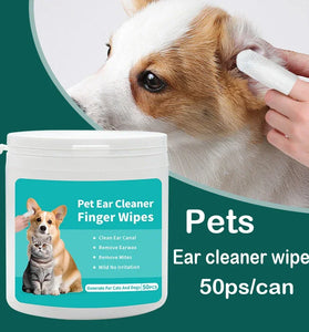 50 PCS Pet Cleaning Products  Ear Cleaning Wipes  Ear Care Fingertips  Ear Mite Removal  Cat and Dog Ear Cleaning Pet Products