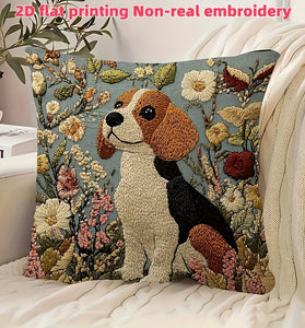Vintage Beagle Floral Cushion Cover