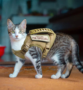 Tactical Cat Harness For Walking Escape Proof Adjustable Pet Vest Harness Soft Mesh With Control Handle For Large Cat Small Dog