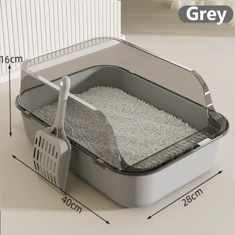 Semi-Enclosed Cat Litter Tray